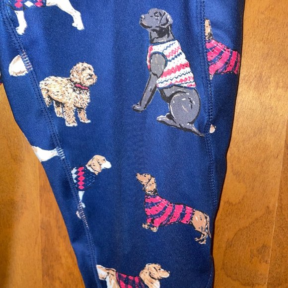 Stylish Blue Dog Print Leggings - Picture 3 of 5
